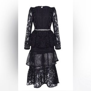 True decadence black lace long sleeve midi dress
